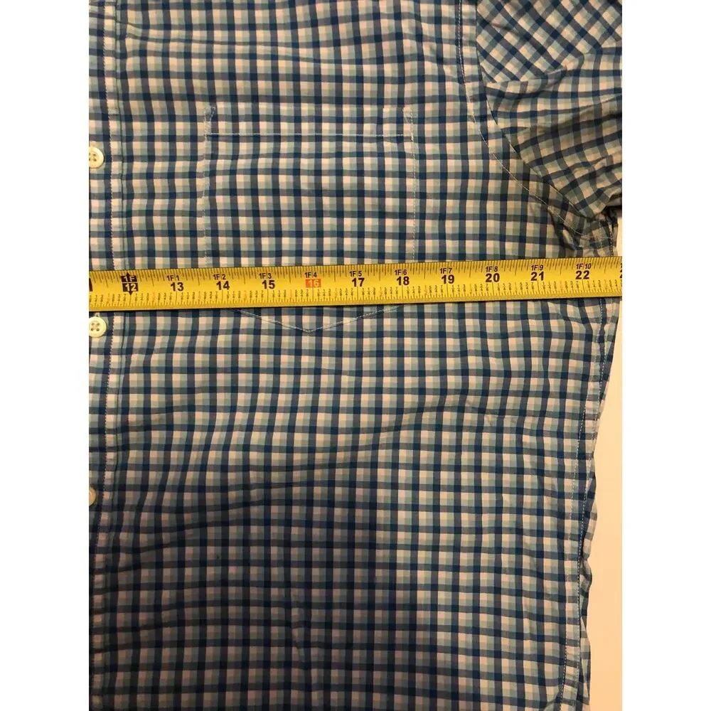 Banana Republic Shirt Mens Large Button Up Dress Shirt Blue Plaid Check 16 A5